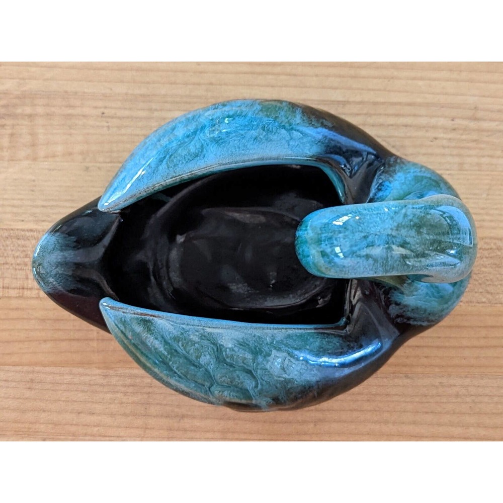 Blue Mountain Pottery Swan Planter Drip Glaze Blue Green Black Redware Vintage - Picture 12 of 12